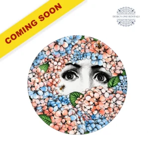 beauty charger plate in white background and with coming soon label