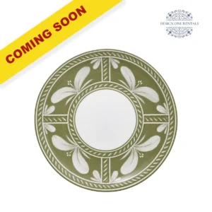seville sage charger plate in white background and coming soon label