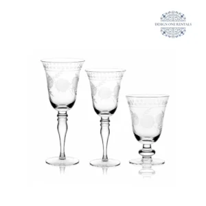 flora etched collection glassware