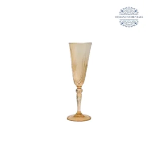 Crystal Cut Dark Amber Champagne Flute