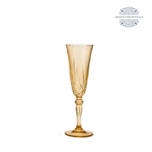 Crystal Cut Dark Amber Champagne Flute