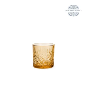 Crystal Cut Dark Amber Rock Glass