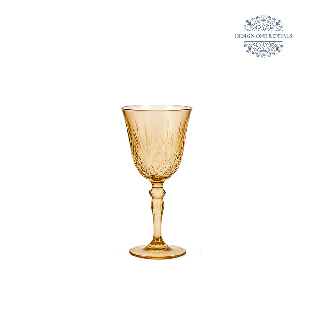 Crystal Cut Dark Amber Wine Glass