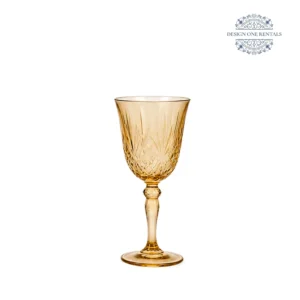 Crystal Cut Dark Amber Wine Goblet