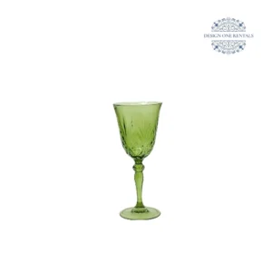 Crystal Cut Faint Green Wine Goblet