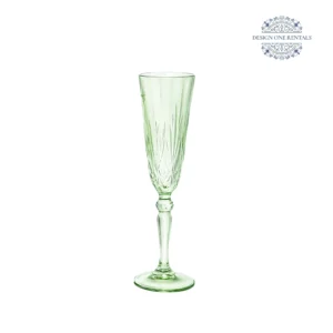 Crystal Cut Light Green Champagne Flute