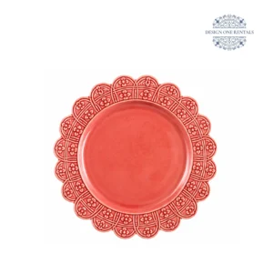 Scallop Raised Floral Pink 10″