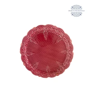 Scallop Raised Leaf Dusty Red 10inch Dinner Plate