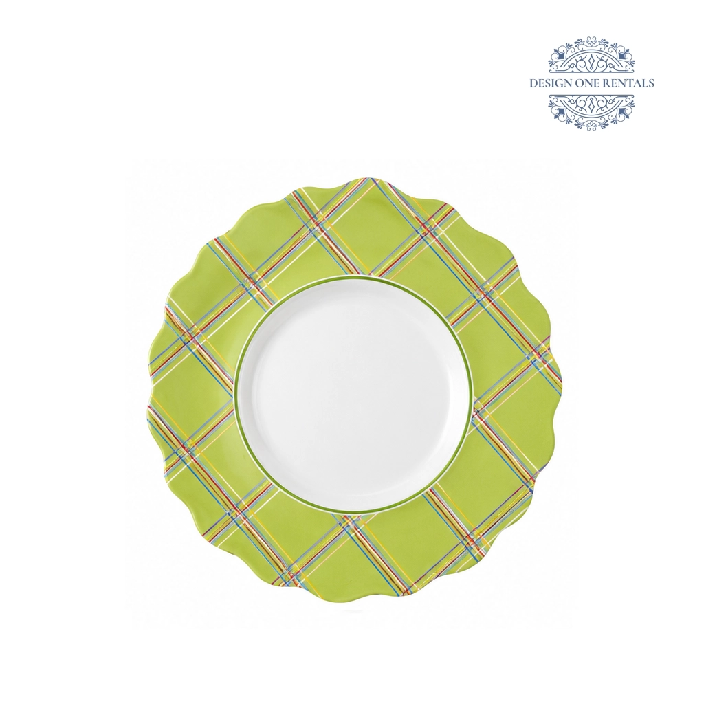 The Plaid Border Verde Charger plate