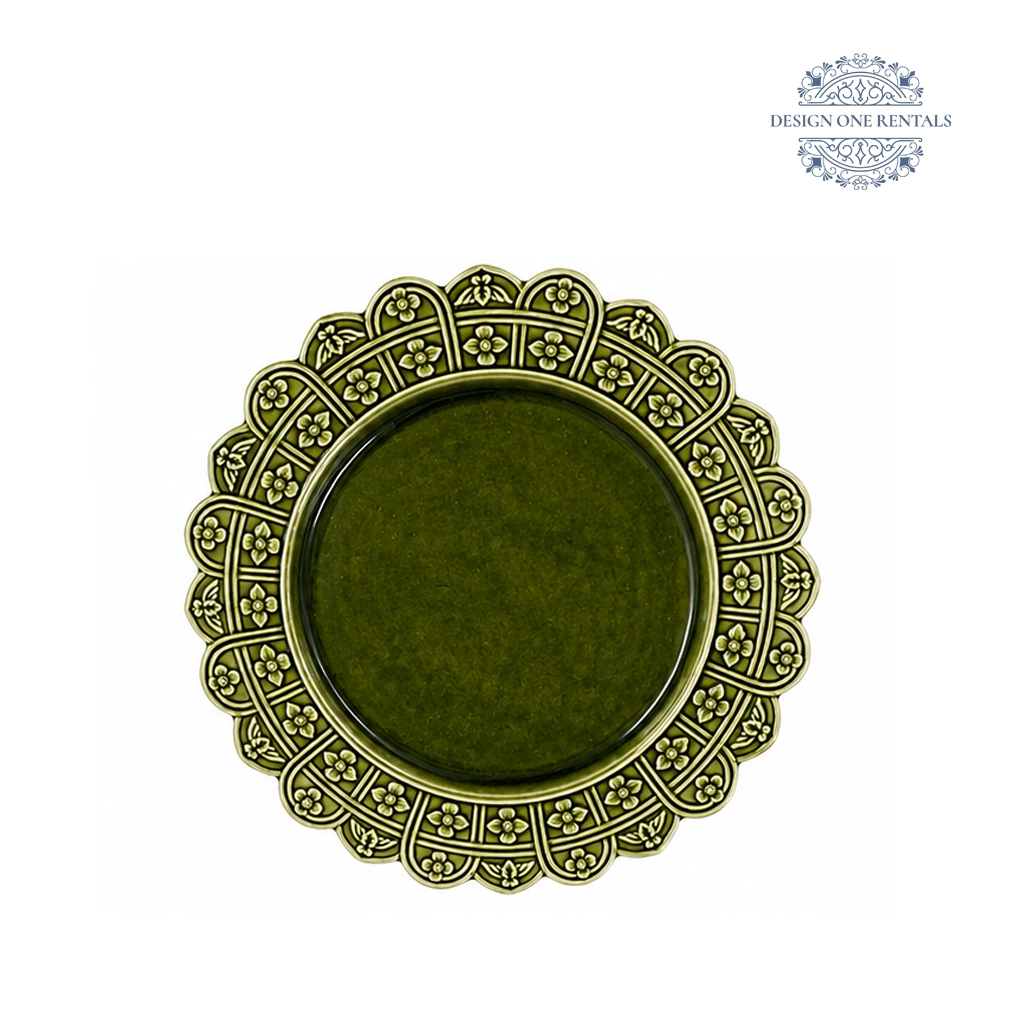 Scallop Raised Floral Verde Collection