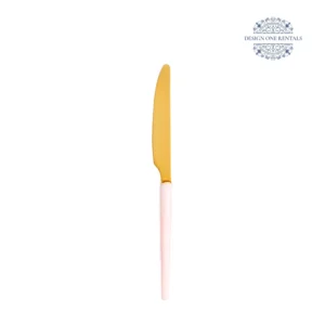 allegria gold blush collection dinner knife in white background