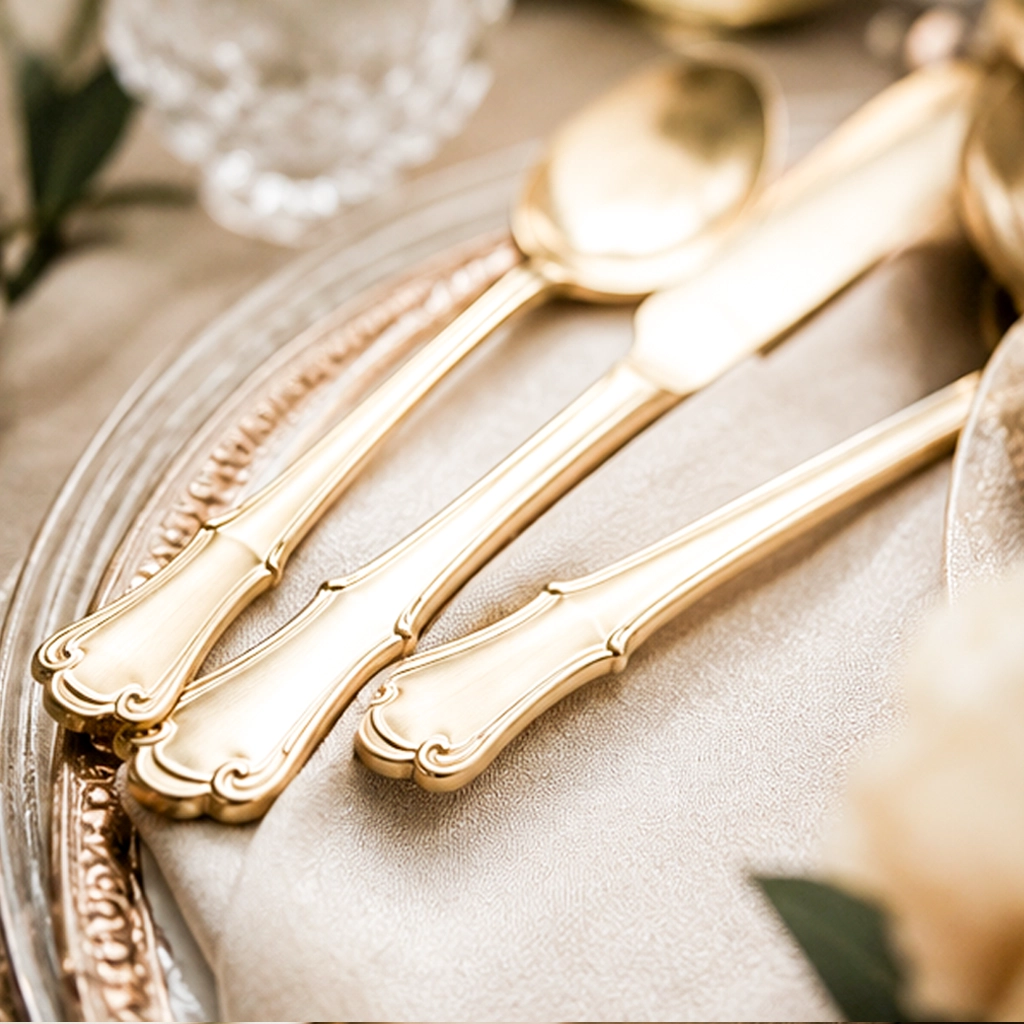 allora champagne collection flatware set close-up image