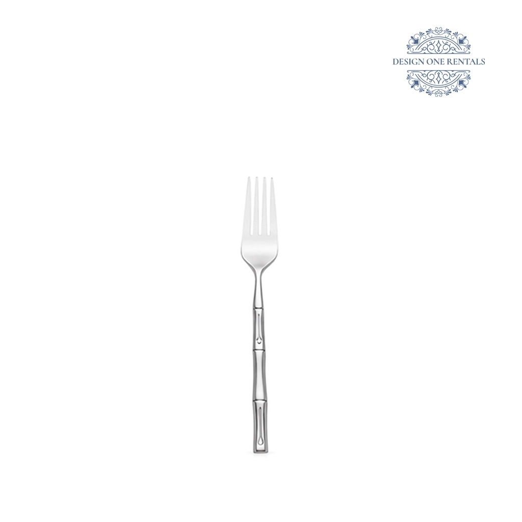 Aurora Stainless Silver Collection Small Fork in white background