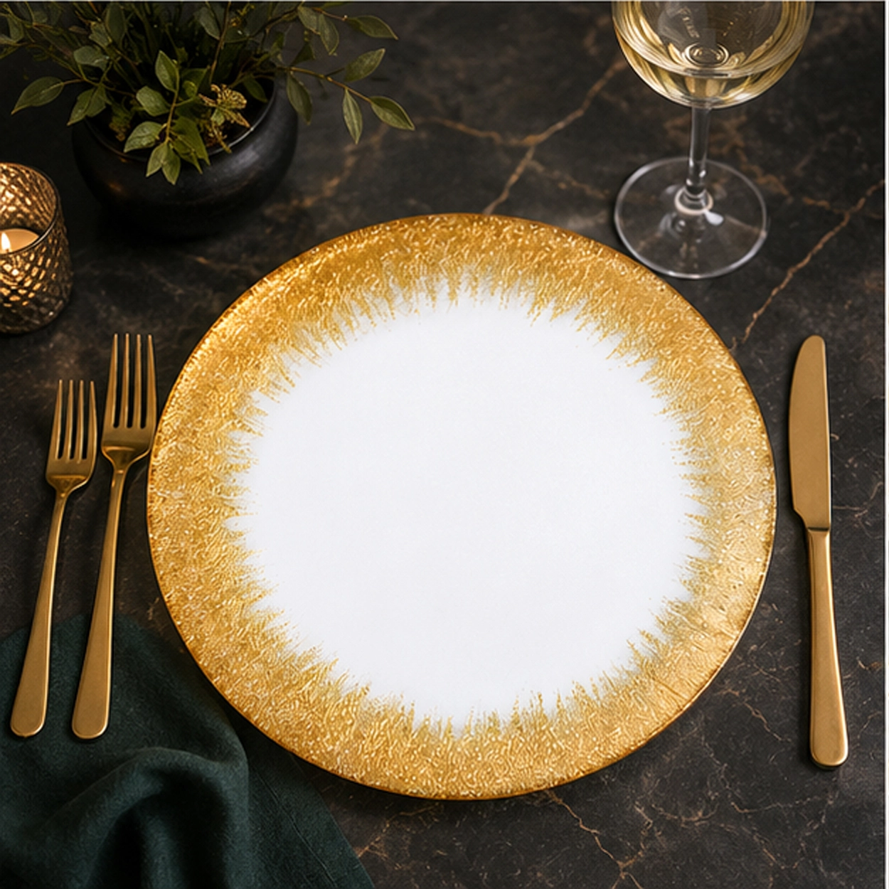 frost gold charger plate in fine dining