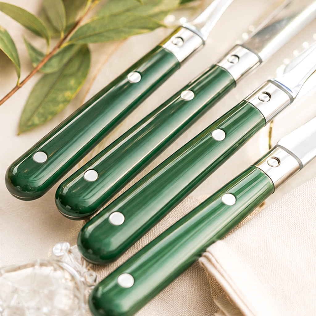 Esther Light Wood Collection flatware set close up image