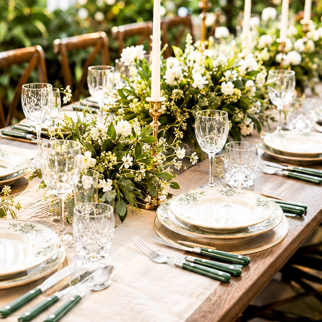 Esther Light Wood Collection flatware set on a table in an event dining
