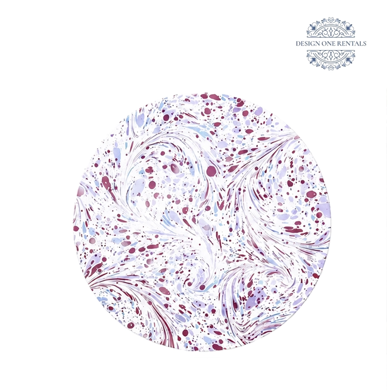 mj purple splash charger plate in white background