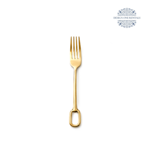 Parma Gold Collection dinner fork with a polished gold finish and sleek oval handle.