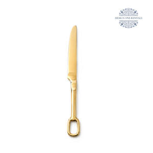 Parma Gold Collection dinner knife with a polished gold blade and modern oval handle.