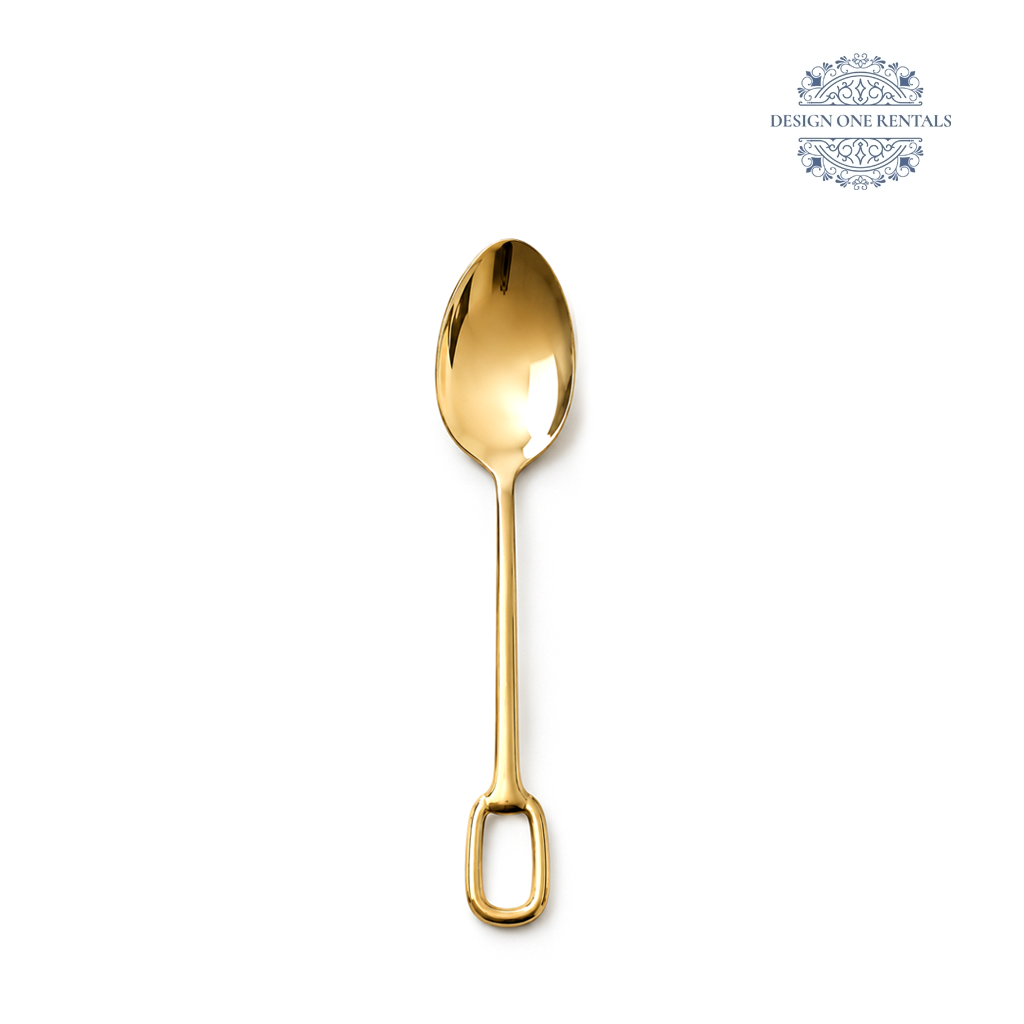 Parma Gold Collection dinner spoon with a polished gold finish and modern oval handle.