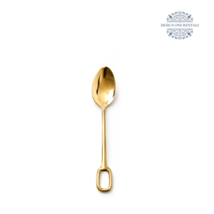 Parma Gold Collection teaspoon with a polished gold finish and contemporary oval handle.