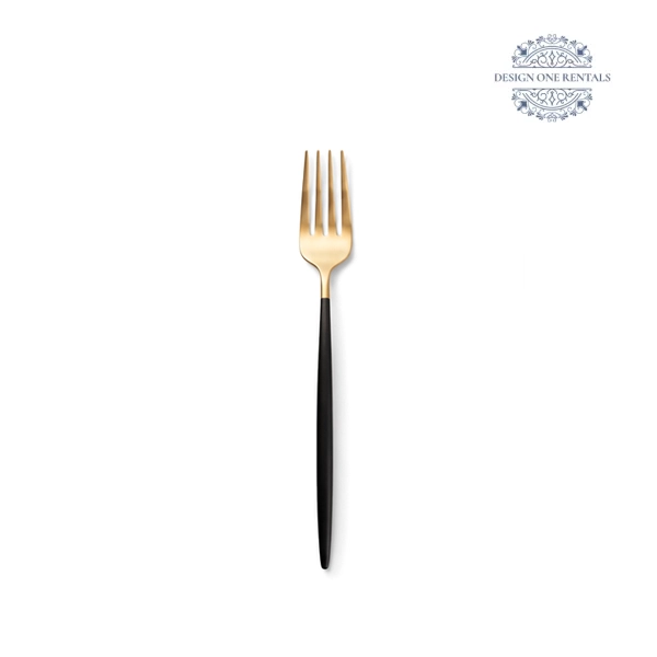 Two Tone Black and Champagne Gold Collection Dinner Knife in White background