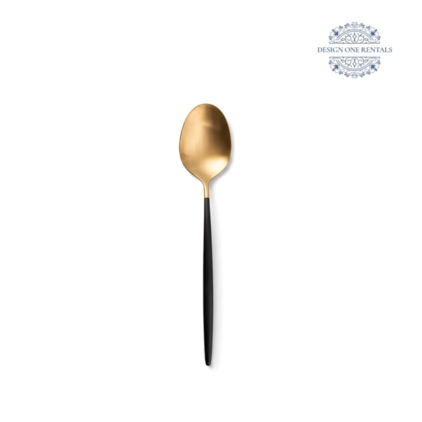 Two Tone Black and Champagne Gold Collection Large Spoon in White background