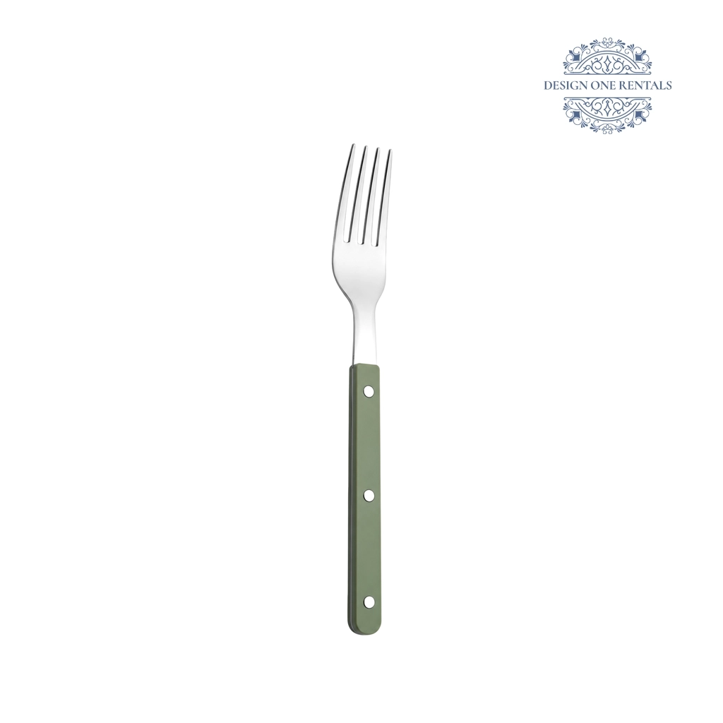 Jennifer Collection dinner fork with sage green handle.
