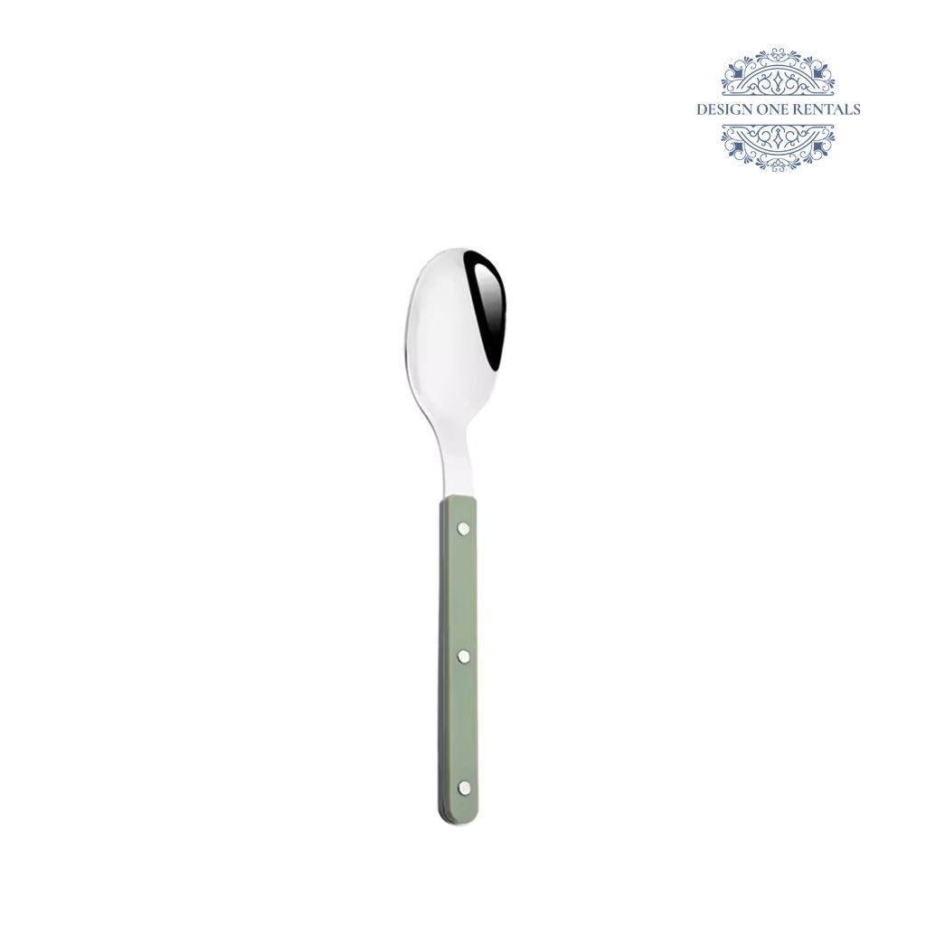 Jennifer Collection dinner spoon with sage green handle stainless steel flatware for elegant table settings