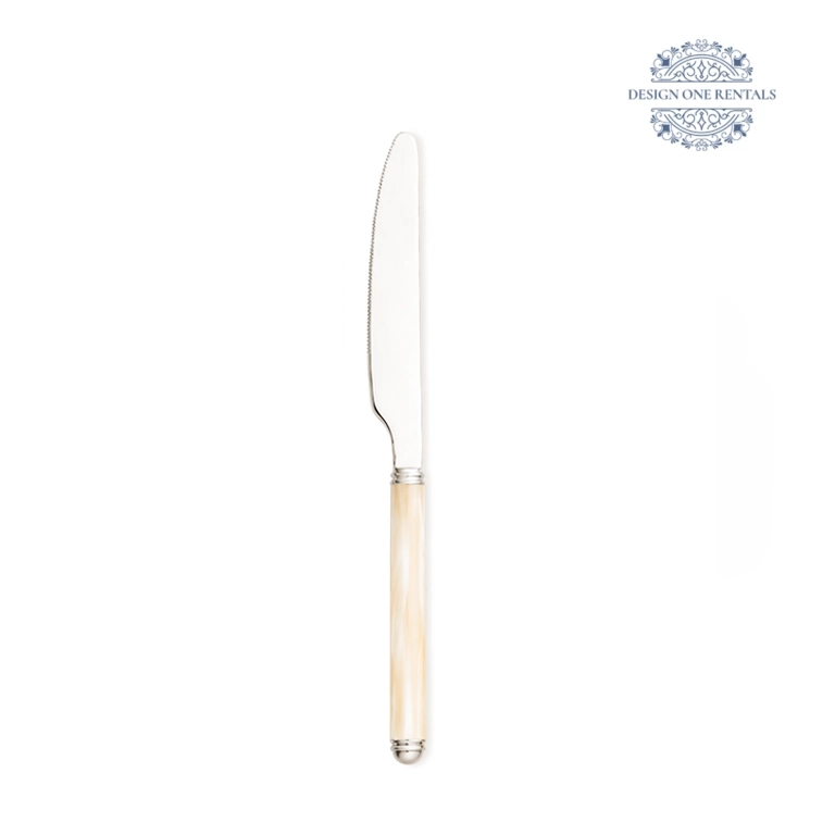Allegria Champagne Pearl Collection Dinner Knife in white background