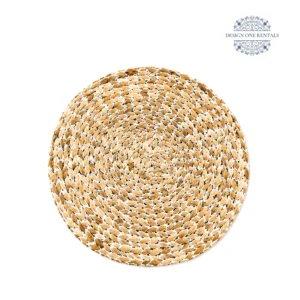 antique bamboo charger plate in white background