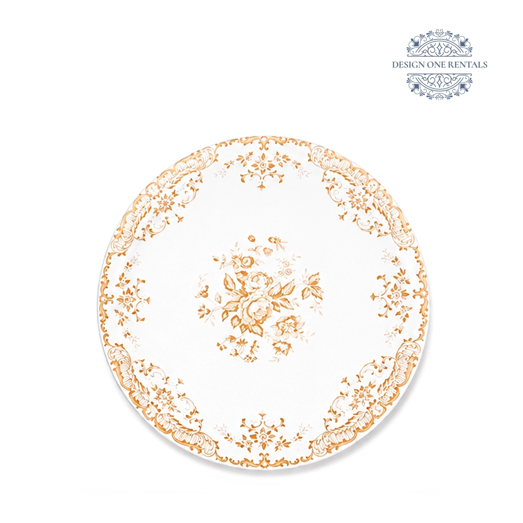 antique gold charger plate in white background
