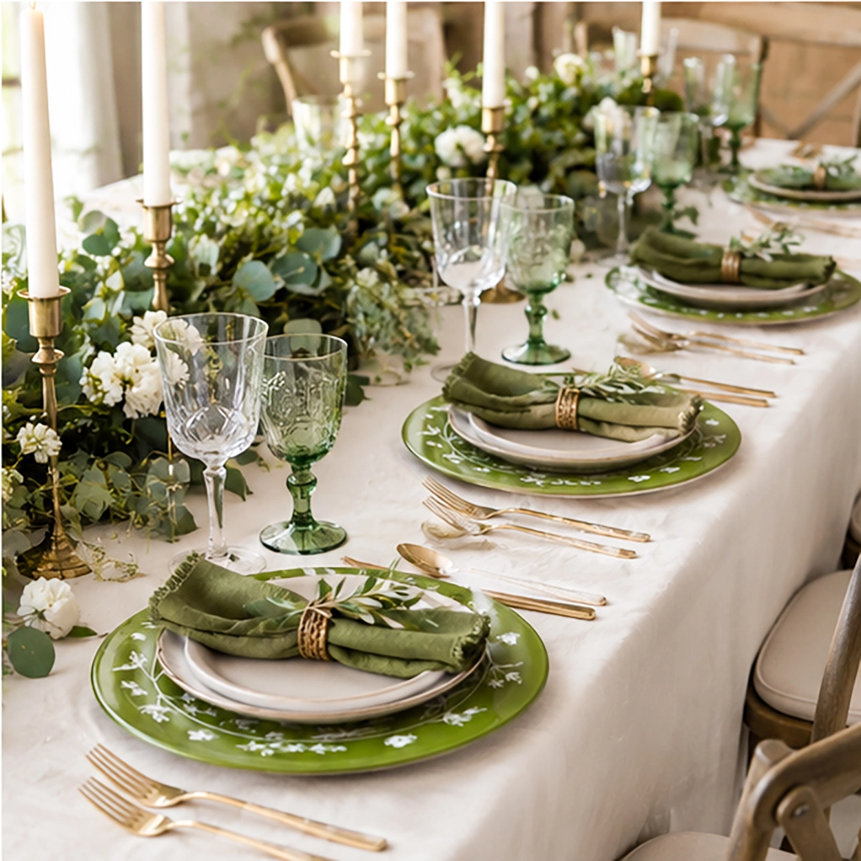 aria verde charger plate in formal event tablescape