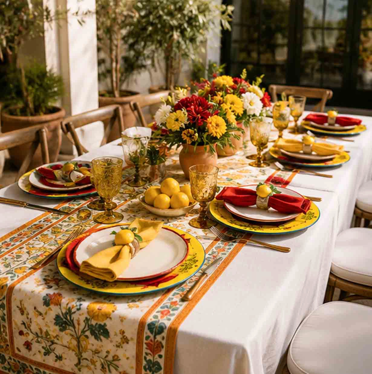 asian garden charger plate in formal event tablescape