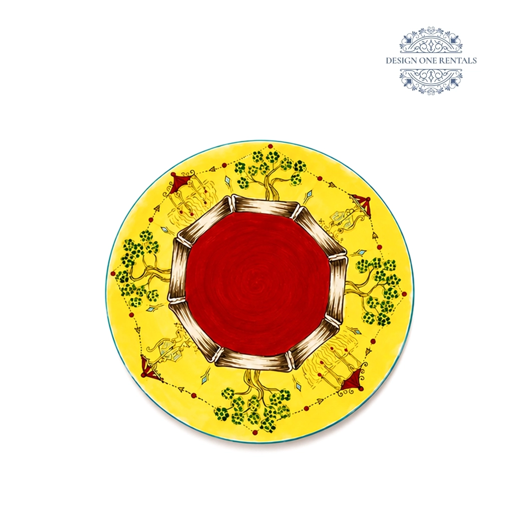asian garden charger plate in white background