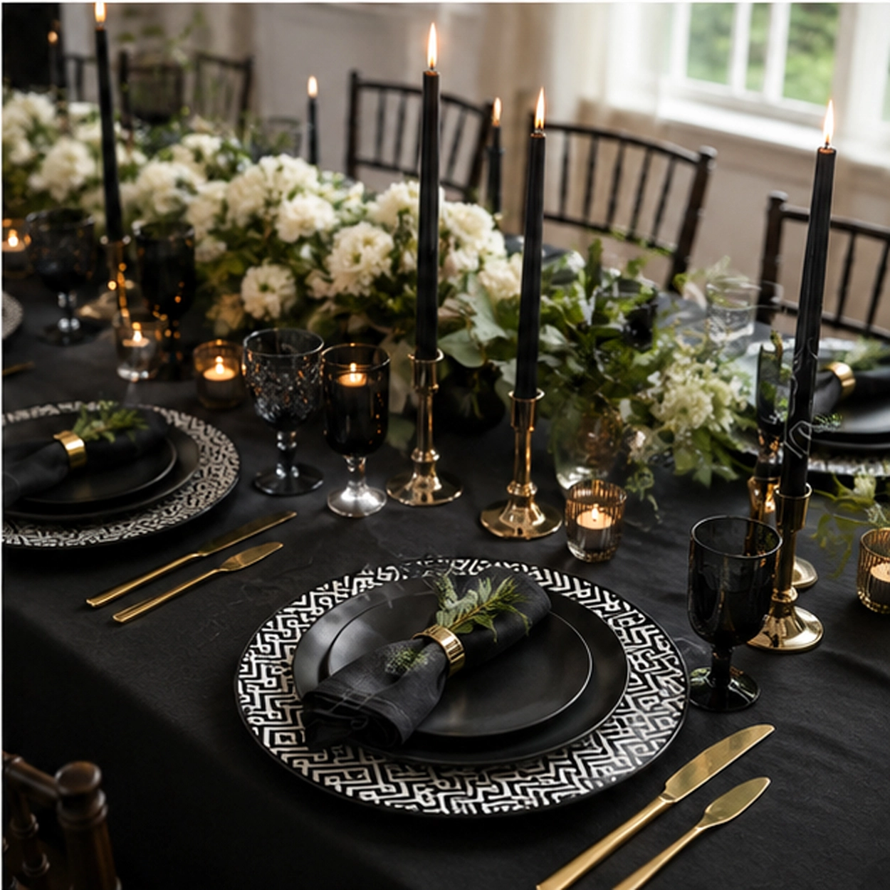 aztec charger plate in formal event tablascape