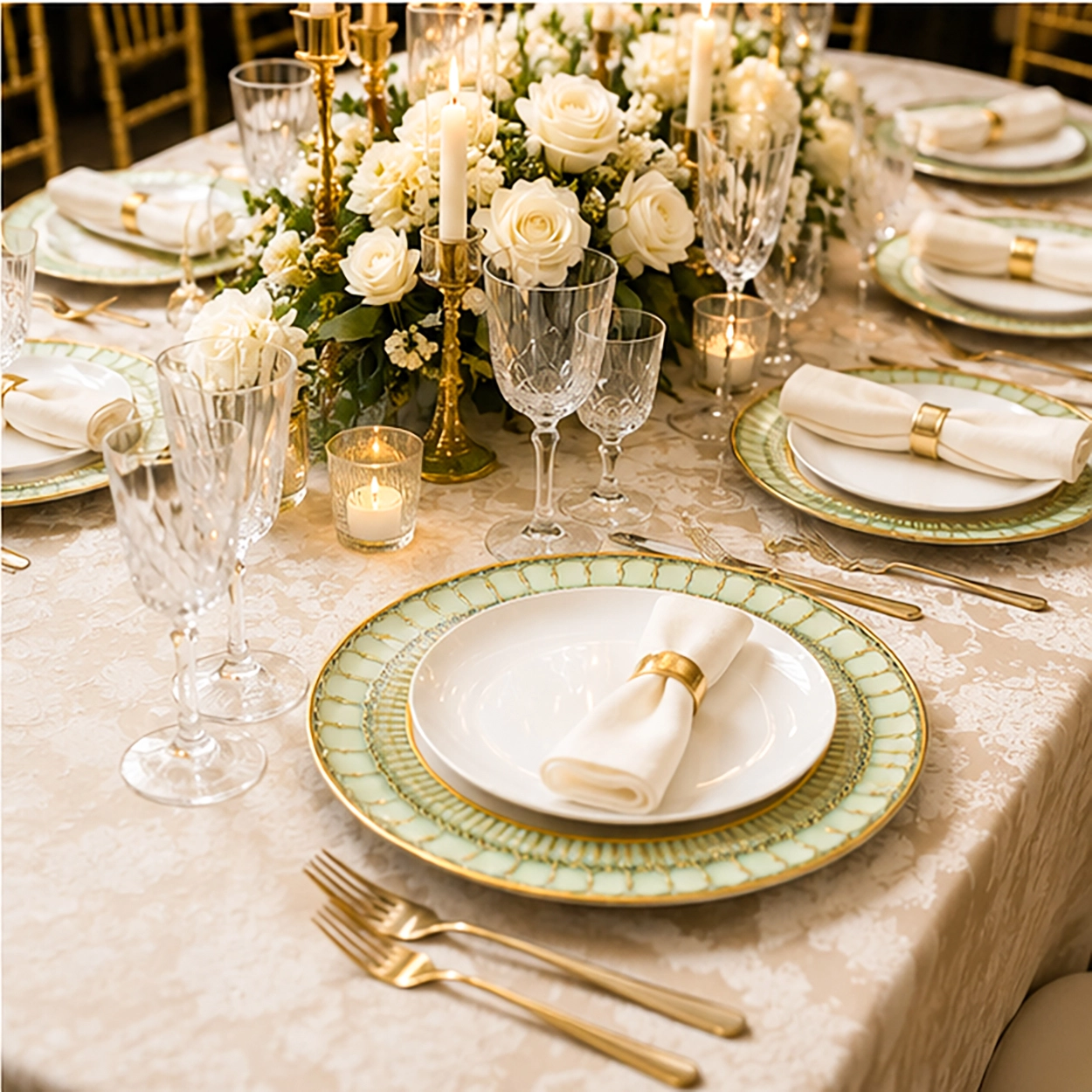 botanica charger plate in a formal event table setting