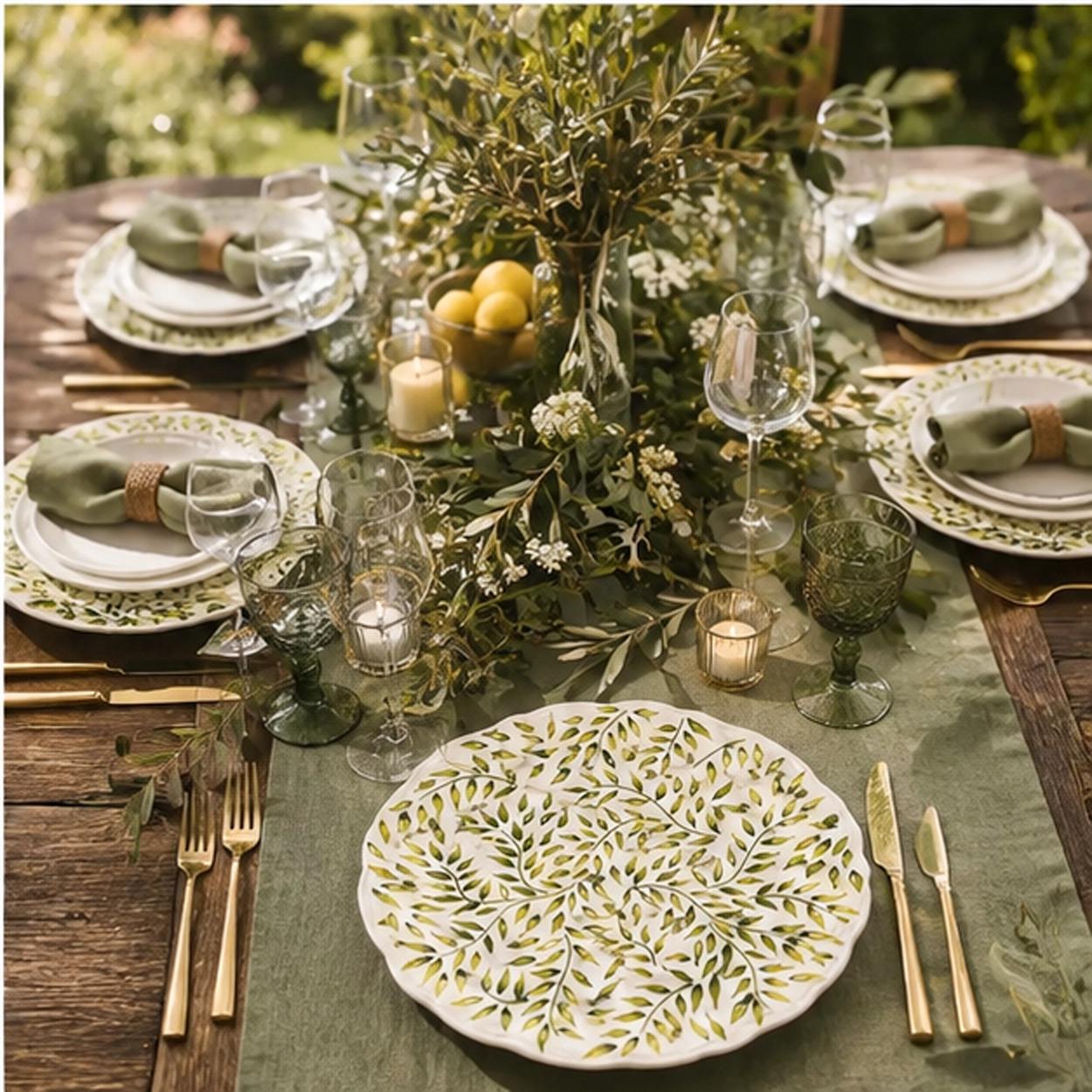 codi falling leaf charger plate in a formal event tablescape