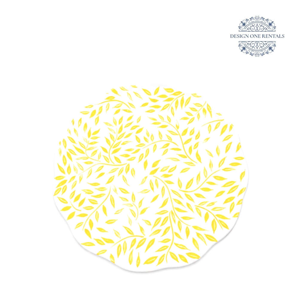 codi leaf yellow charger plate in white background