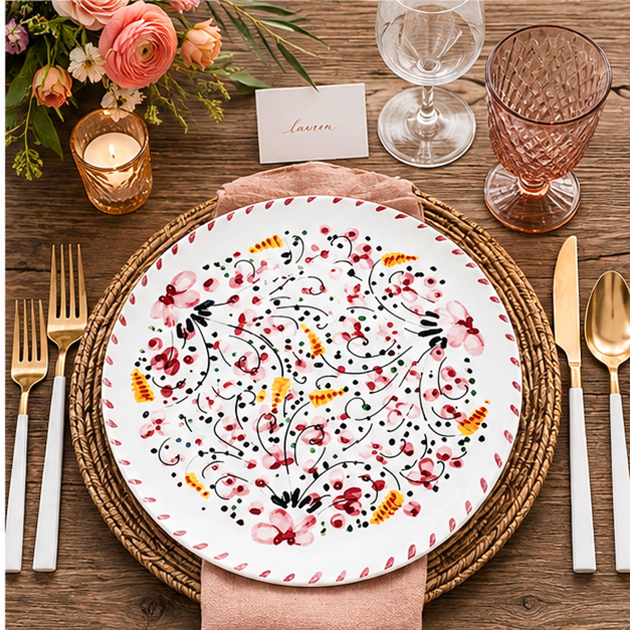 codi red charger in an elegant table setting