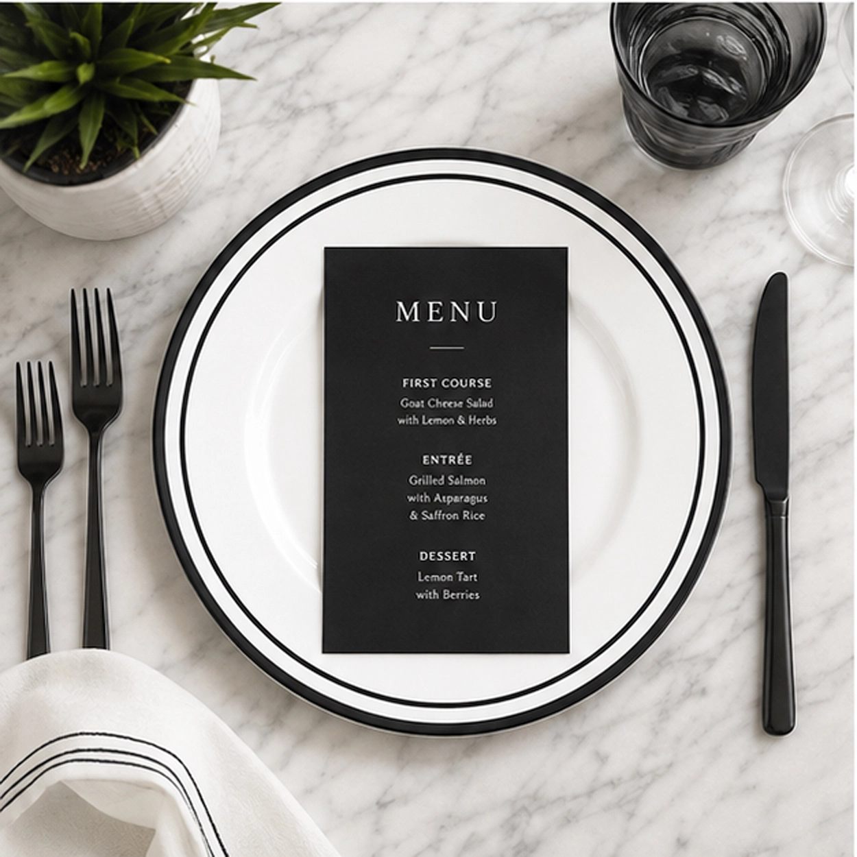 edge nero charger plate in elegant dining setting
