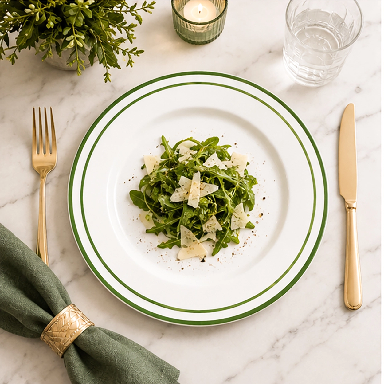 edge verde charger plate in a fine dining setting