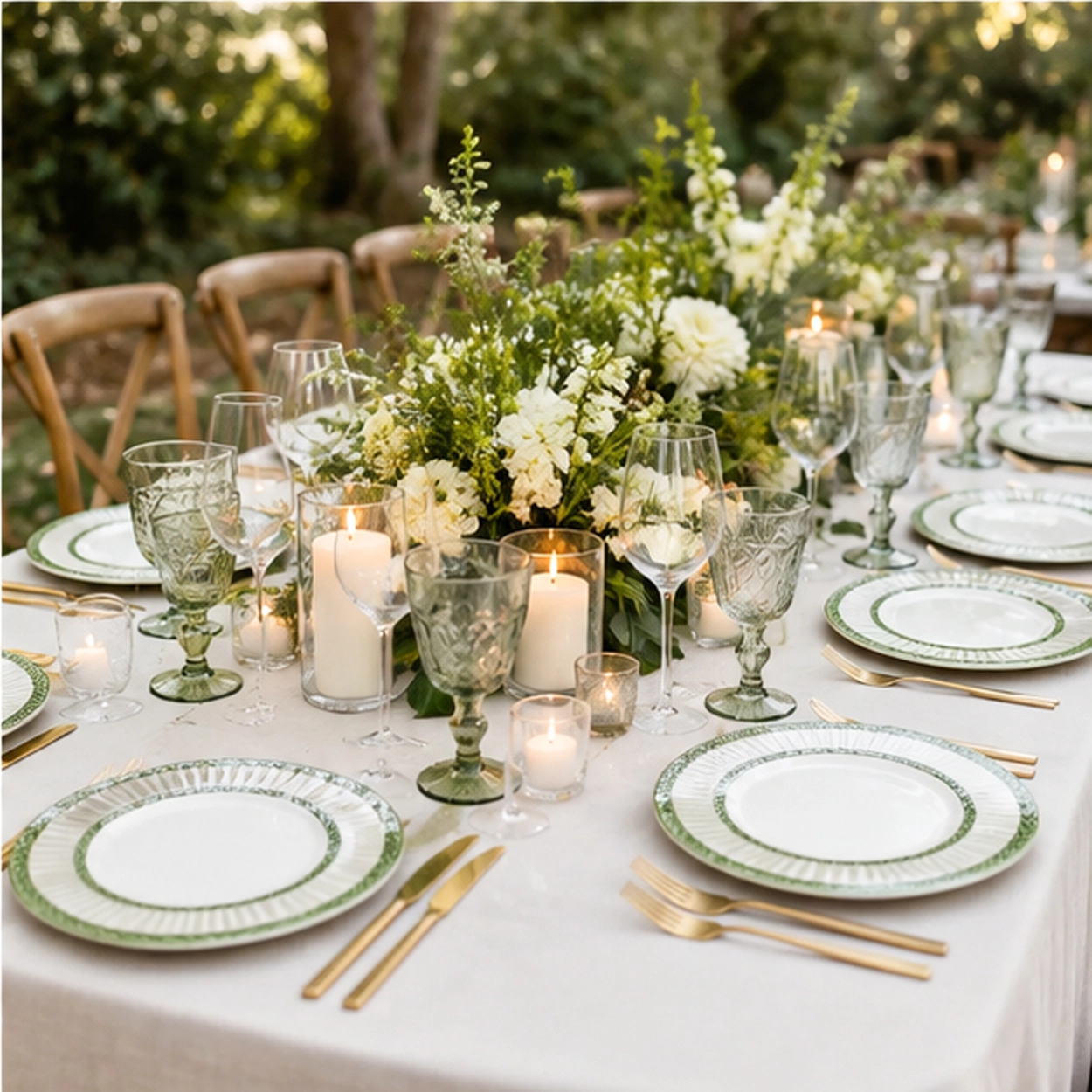 Firenze Verde charger plate in a formal event tablescape