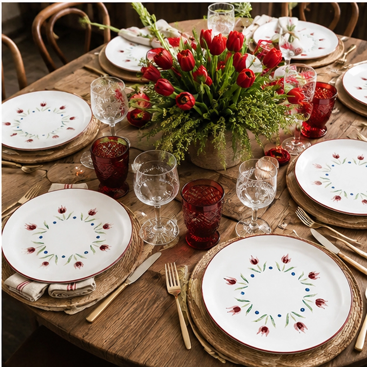 flora charger plate in a formal tablescape