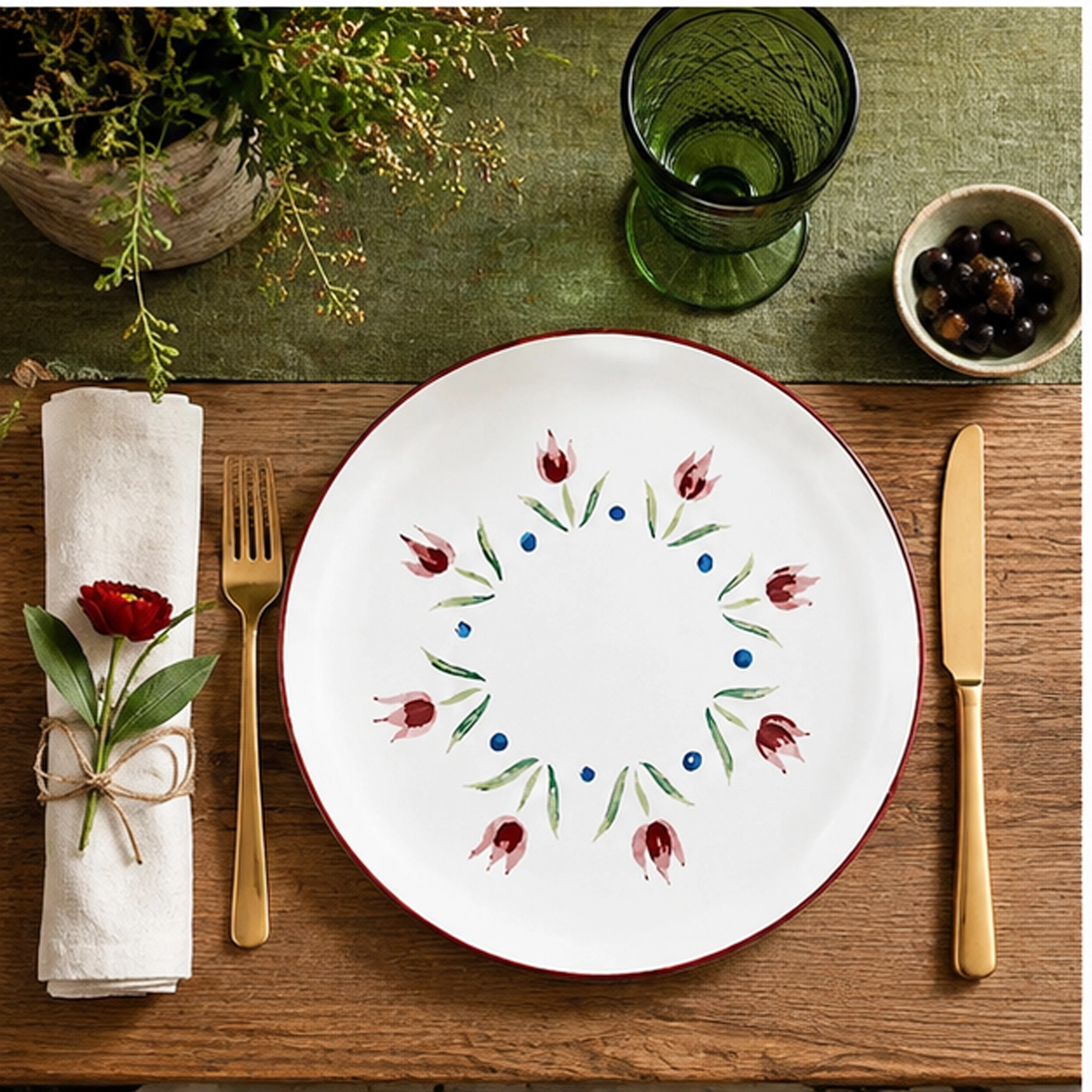 Flora charger plate in an elegant table setting