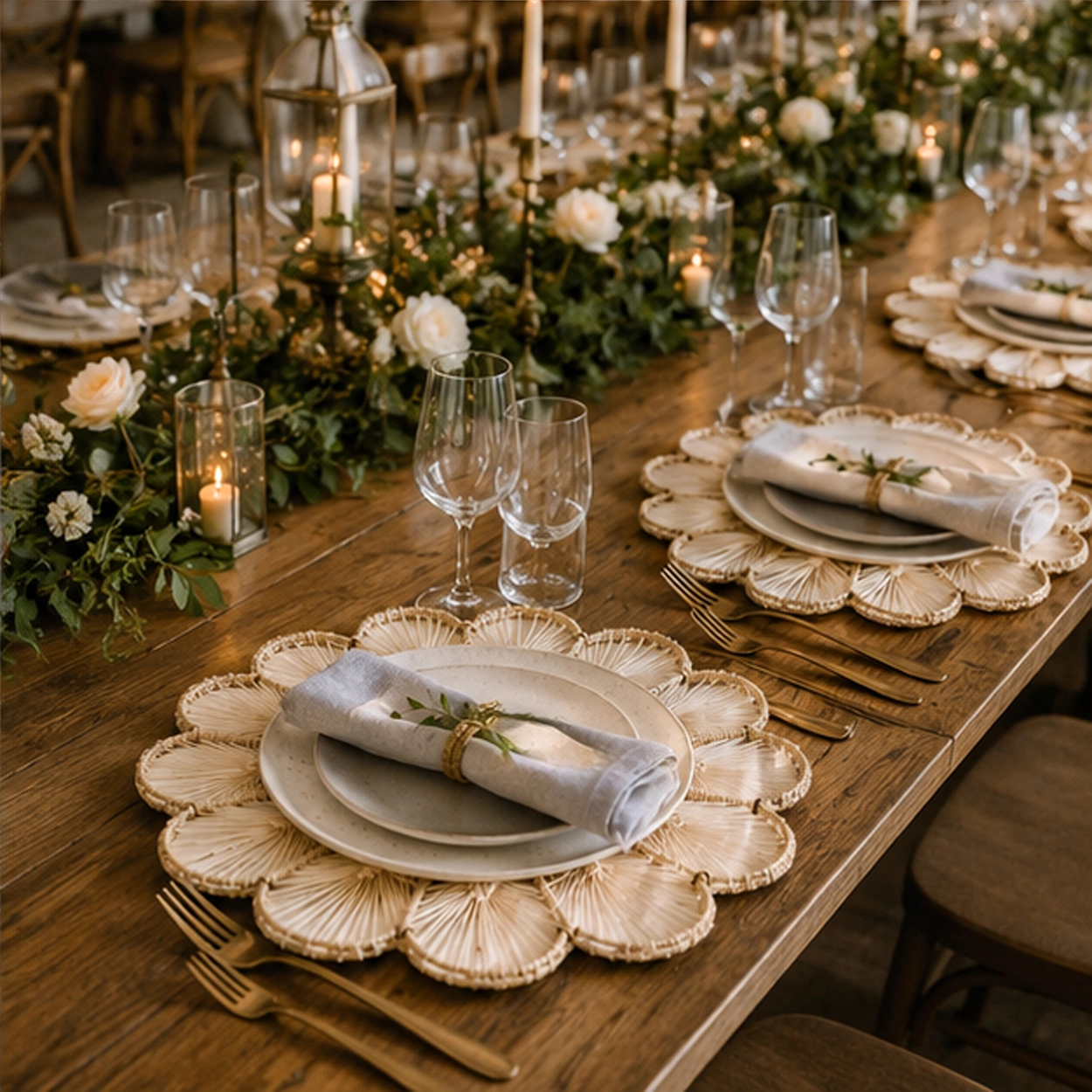 flori natural charger plate in formal event tablescape