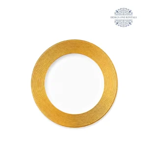 gold wide band charger plate in white background