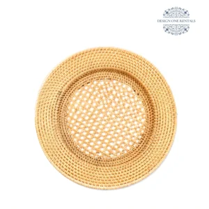 honey rattan charger plate in white background