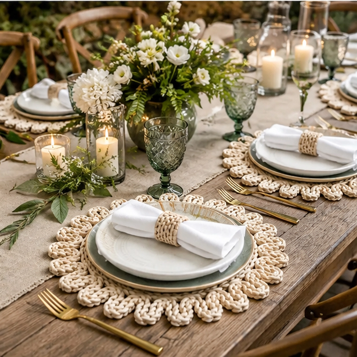 laguna rattan charger plate in formal event tablescape