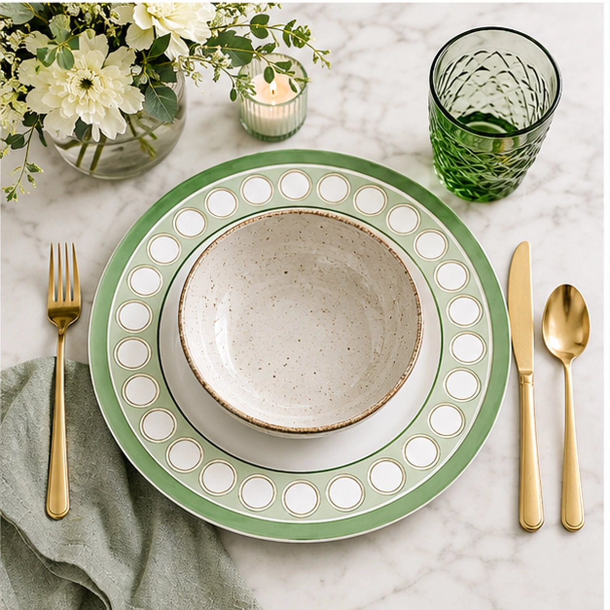 Majestic verde charger plate fine dining setting